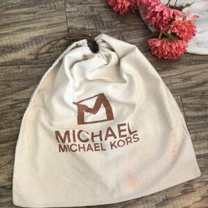 MICHAEL KORS cream linen large purse tote bag dust bag storage w/drawstring